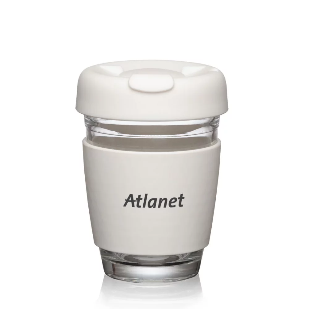 Retiro Borosilicate Glass Tumbler w/Silicone Lid - 8oz White