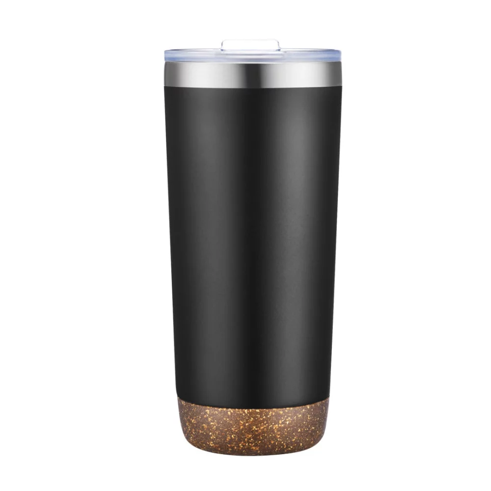 Gobelet sous vide Kira avec fond en liège 22 oz - Noir