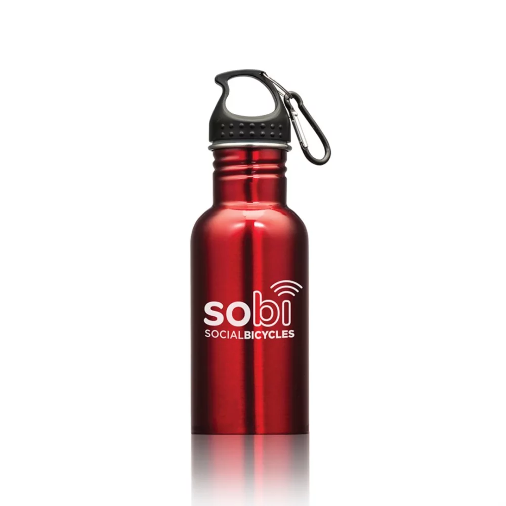 Wide Mouth Bottle with Carabiner - 16oz Red