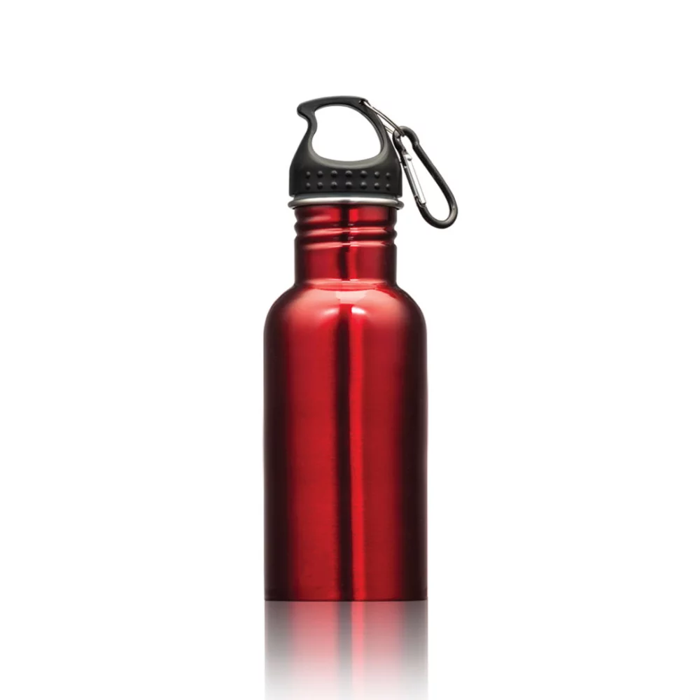 Wide Mouth Bottle with Carabiner - 16oz Red