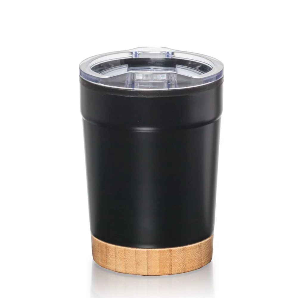 Eduardo Double Wall Tumbler w/Bamboo Base - 12oz Black