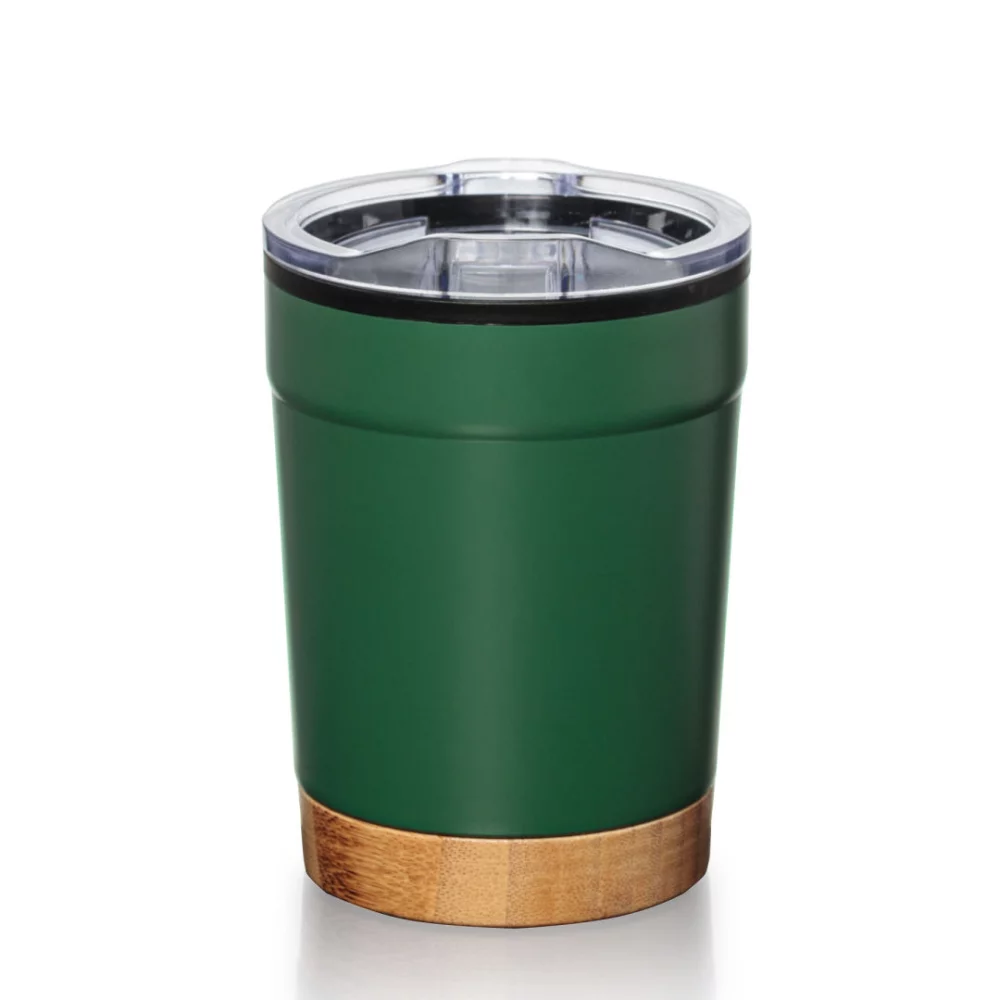 Eduardo Double Wall Tumbler w/Bamboo Base - 12oz Green