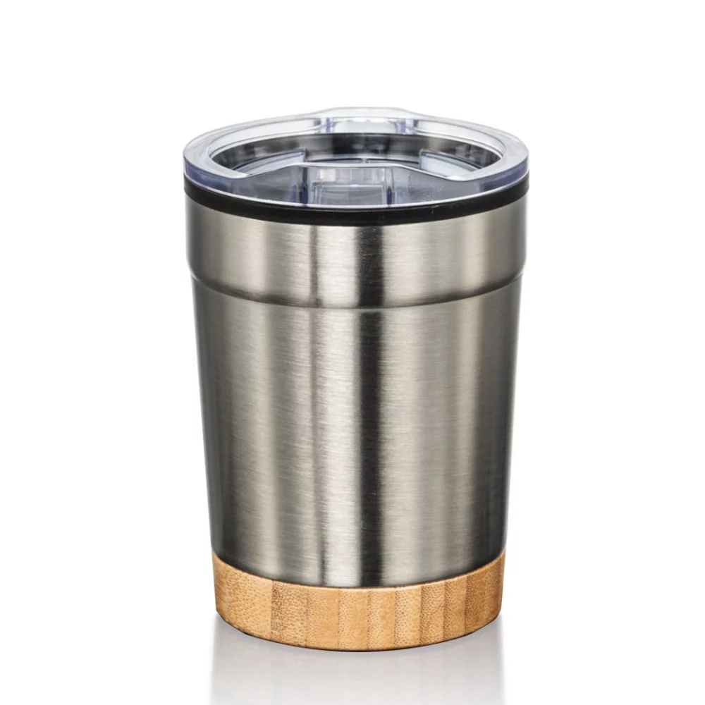 Eduardo Double Wall Tumbler w/Bamboo Base - 12oz Stainless Steel