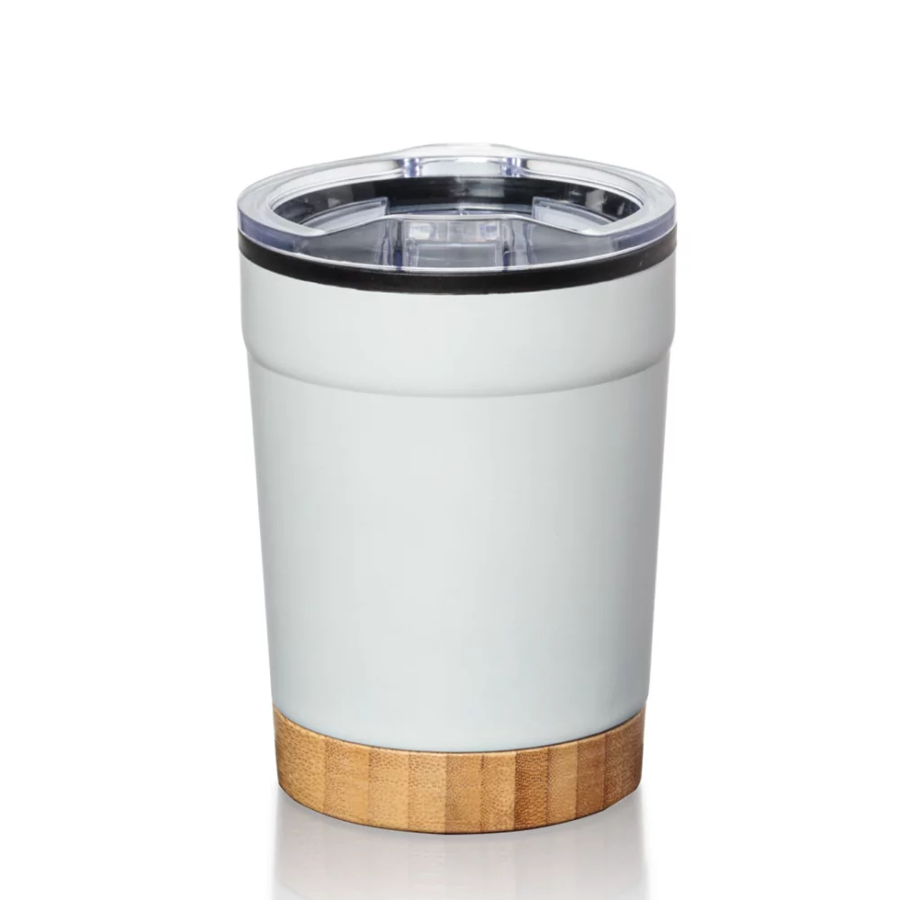 Eduardo Double Wall Tumbler w/Bamboo Base - 12oz White