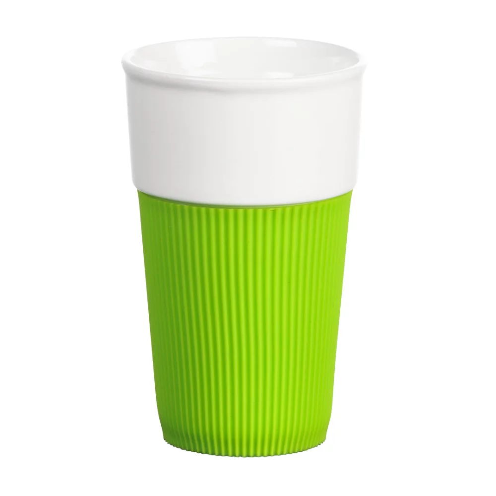 The Bistro Ceramic/Silicone Mug - 13oz Lime Green