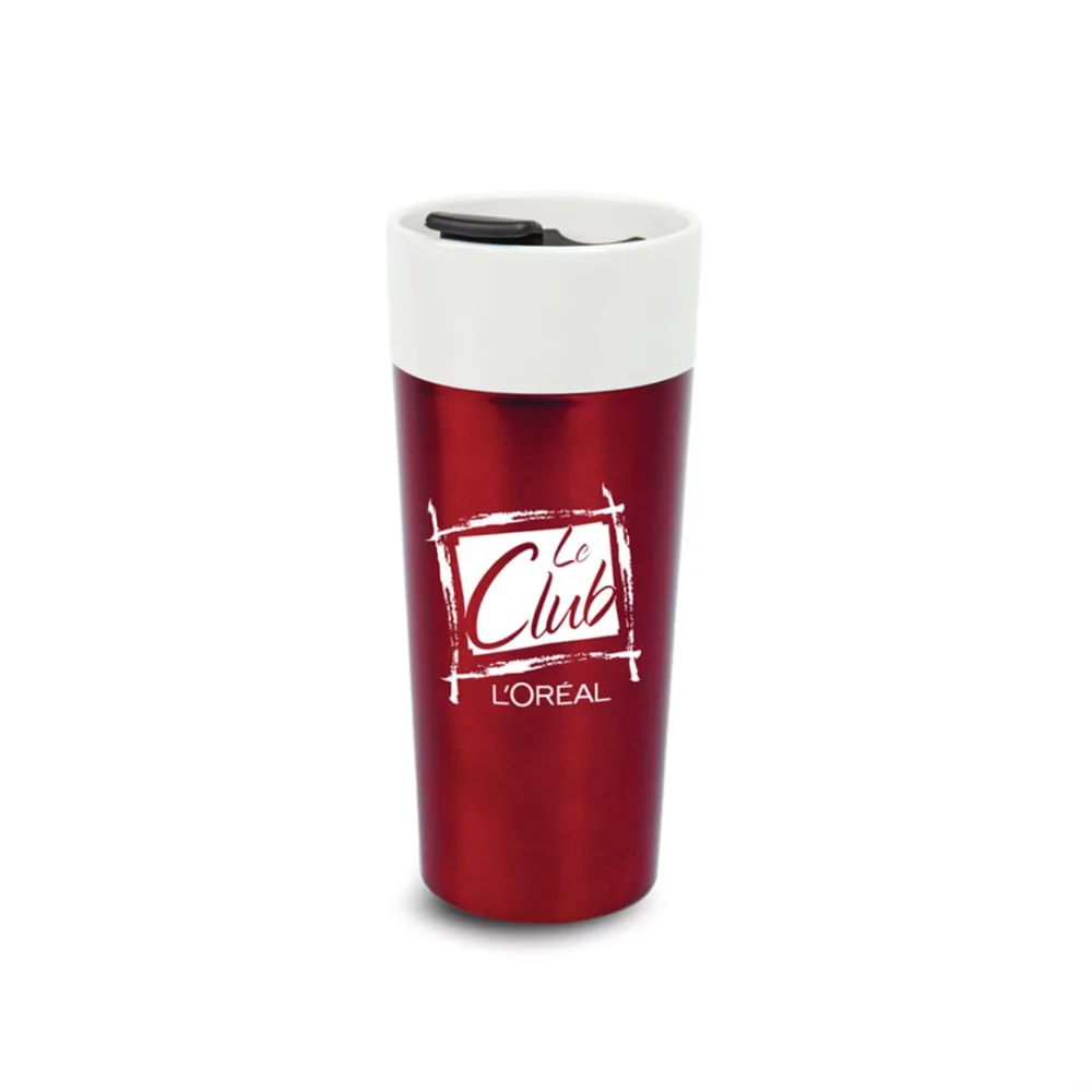 The Glossy Stainless/Ceramic Tumbler - 16oz Red