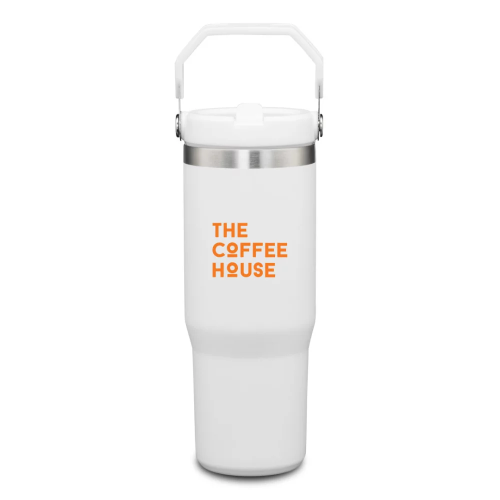 Gobelet SS Tumbler avec poignée et paille - 30 oz Blanc