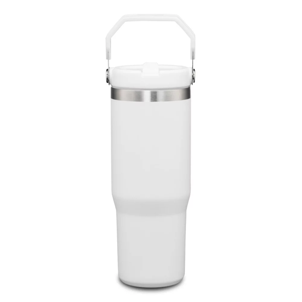 Revive SS Tumbler w/Handle & Straw - 30oz White