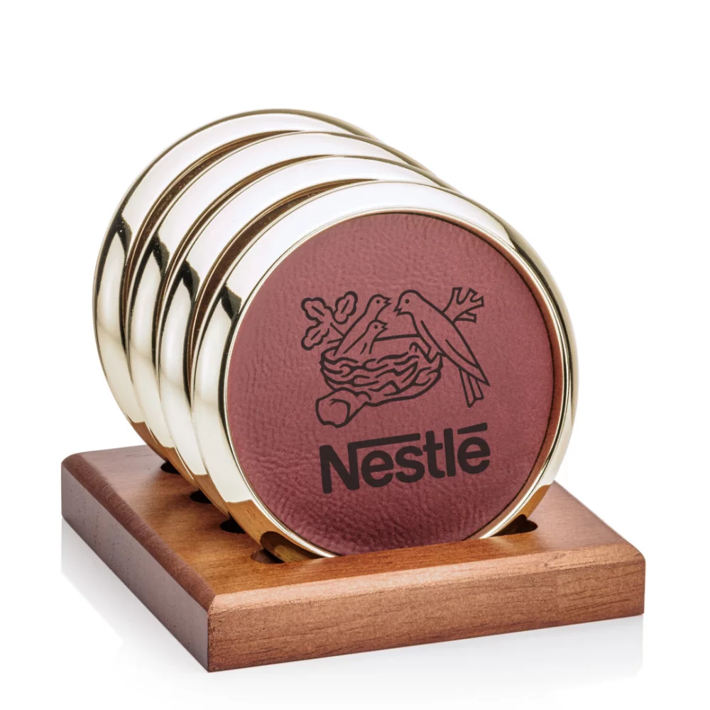 Danville on Porterfield Base - Set of 4 Gold/Leatherette