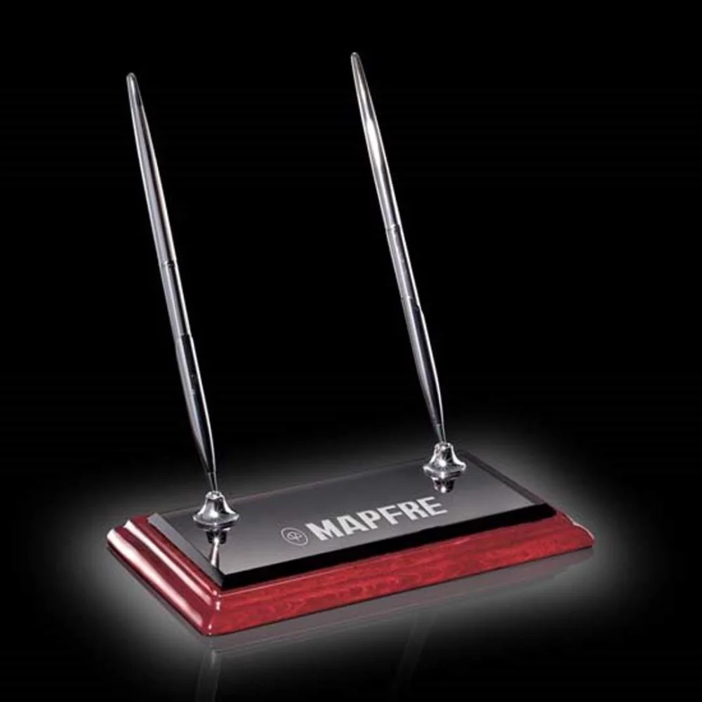 Ensemble de deux stylos en bois de rose - Chrome