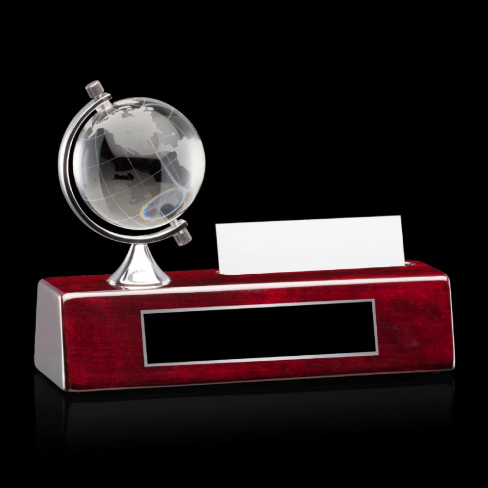 Porte-cartes Simplex Globe - Optique/Bois de rose 7" de large