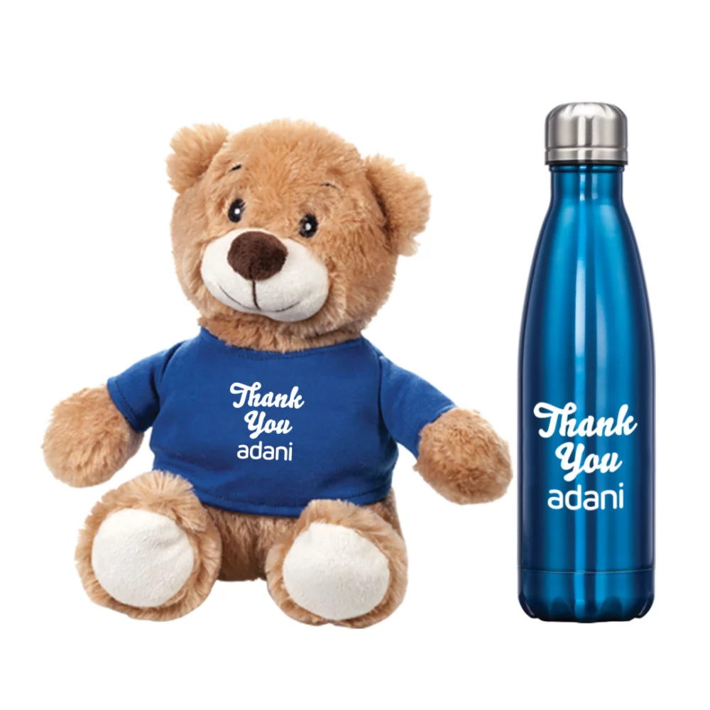 Ensemble cadeau Chester Teddy Bear/Bouteille - Bleu