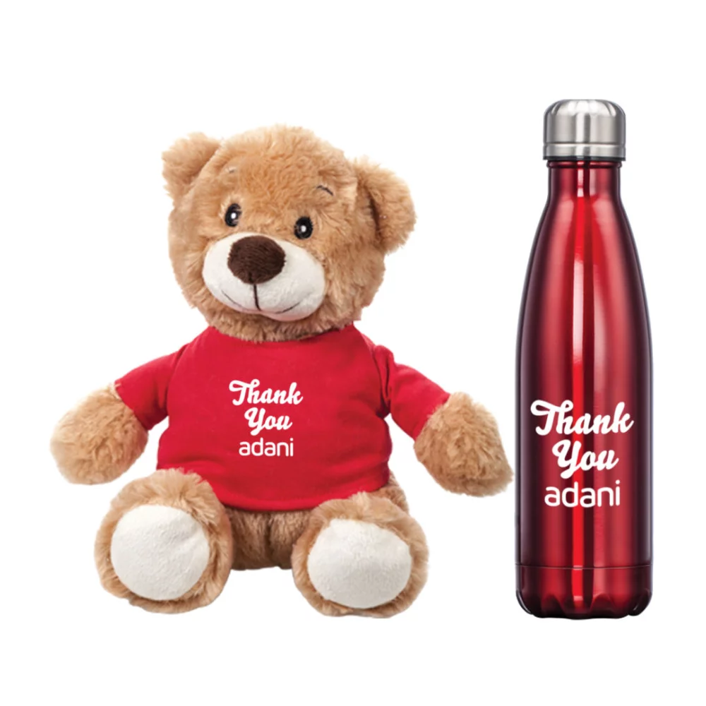 Ensemble cadeau Chester Teddy Bear/Bouteille - Rouge