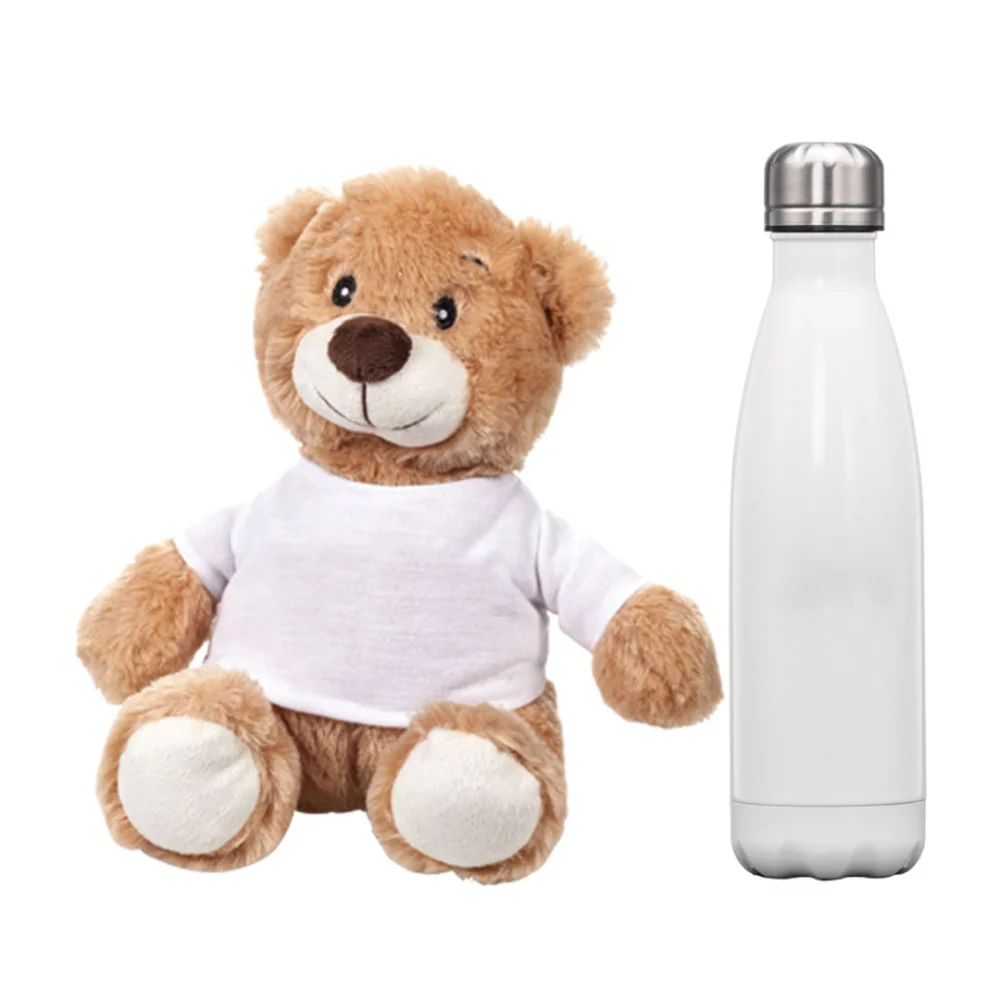 Ensemble cadeau Chester Teddy Bear/Bouteille - Blanc