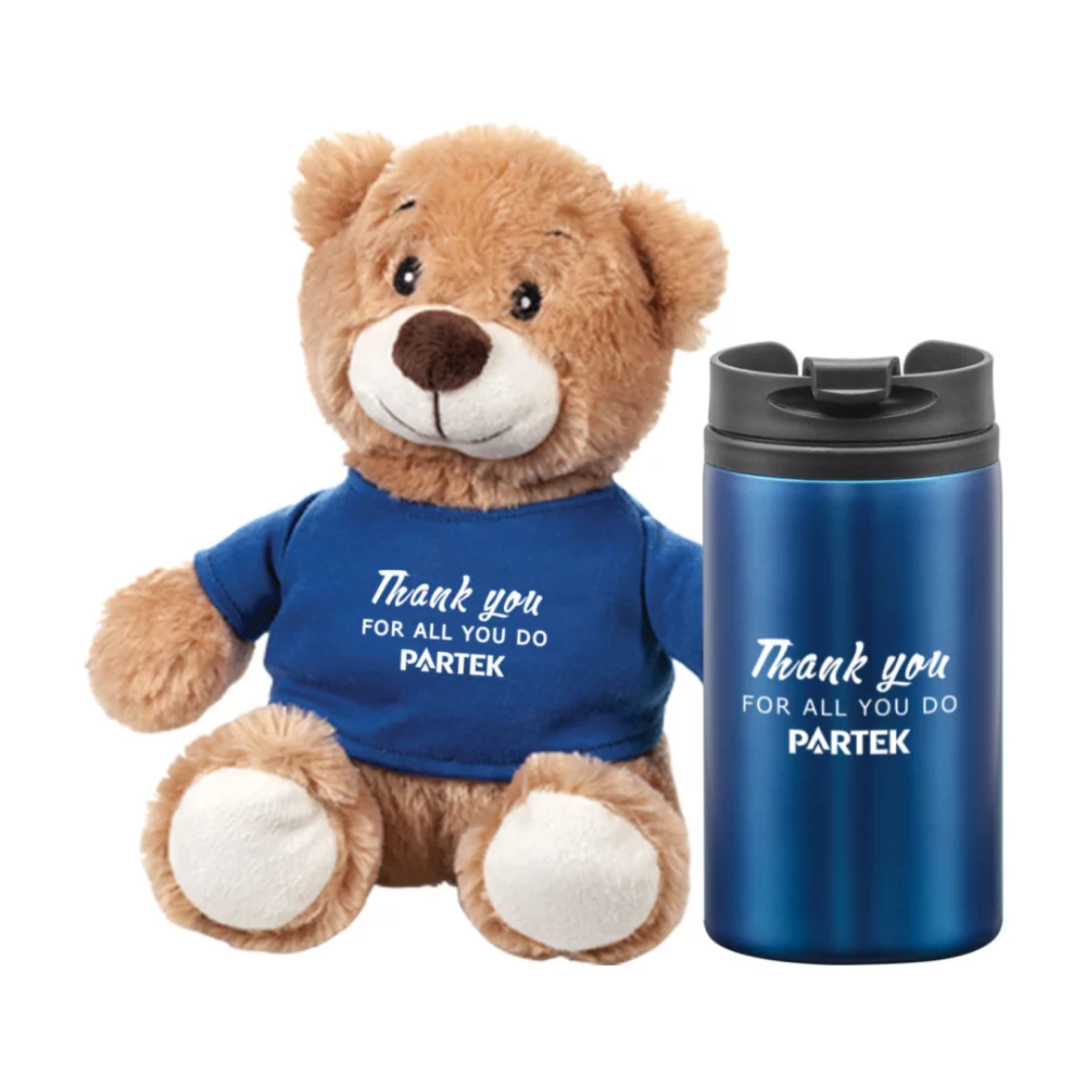 Ensemble cadeau Chester Teddy Bear/Tumbler - Bleu