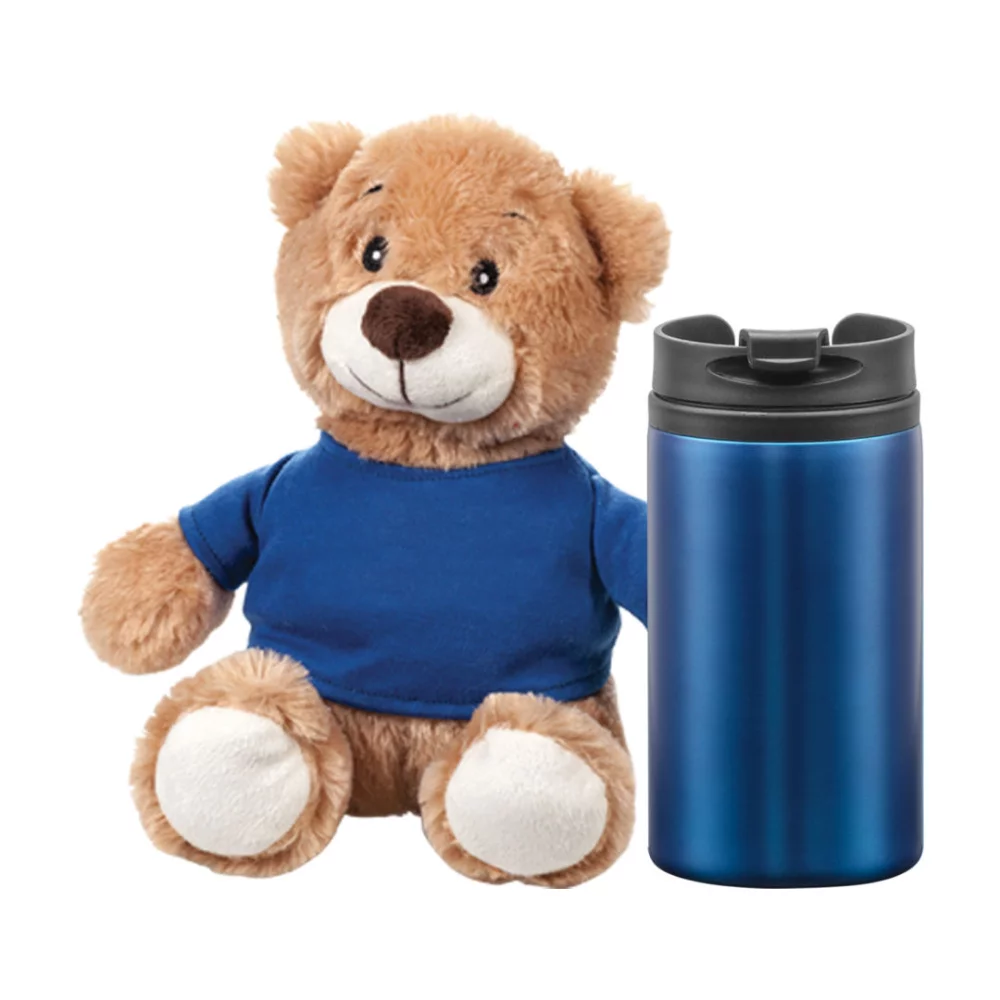 Chester Teddy Bear/Tumbler Gift Set - Blue