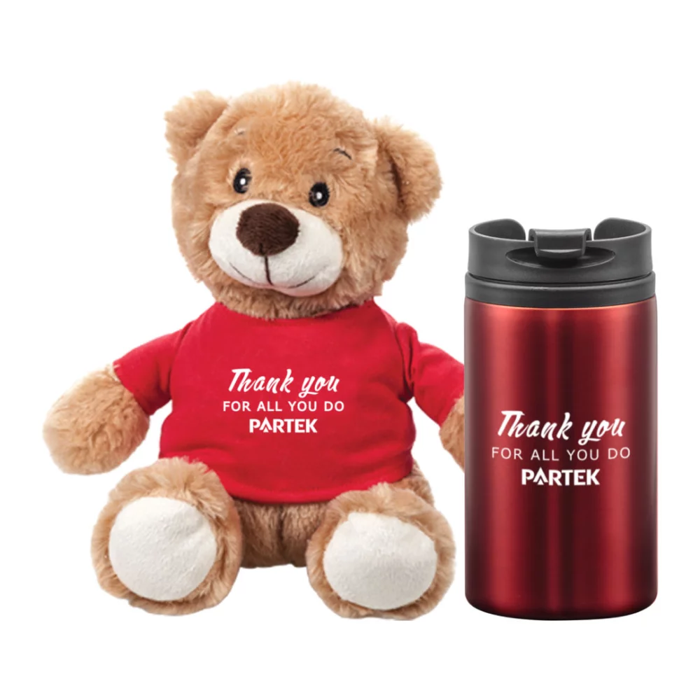 Ensemble cadeau Chester Teddy Bear/Tumbler - Rouge