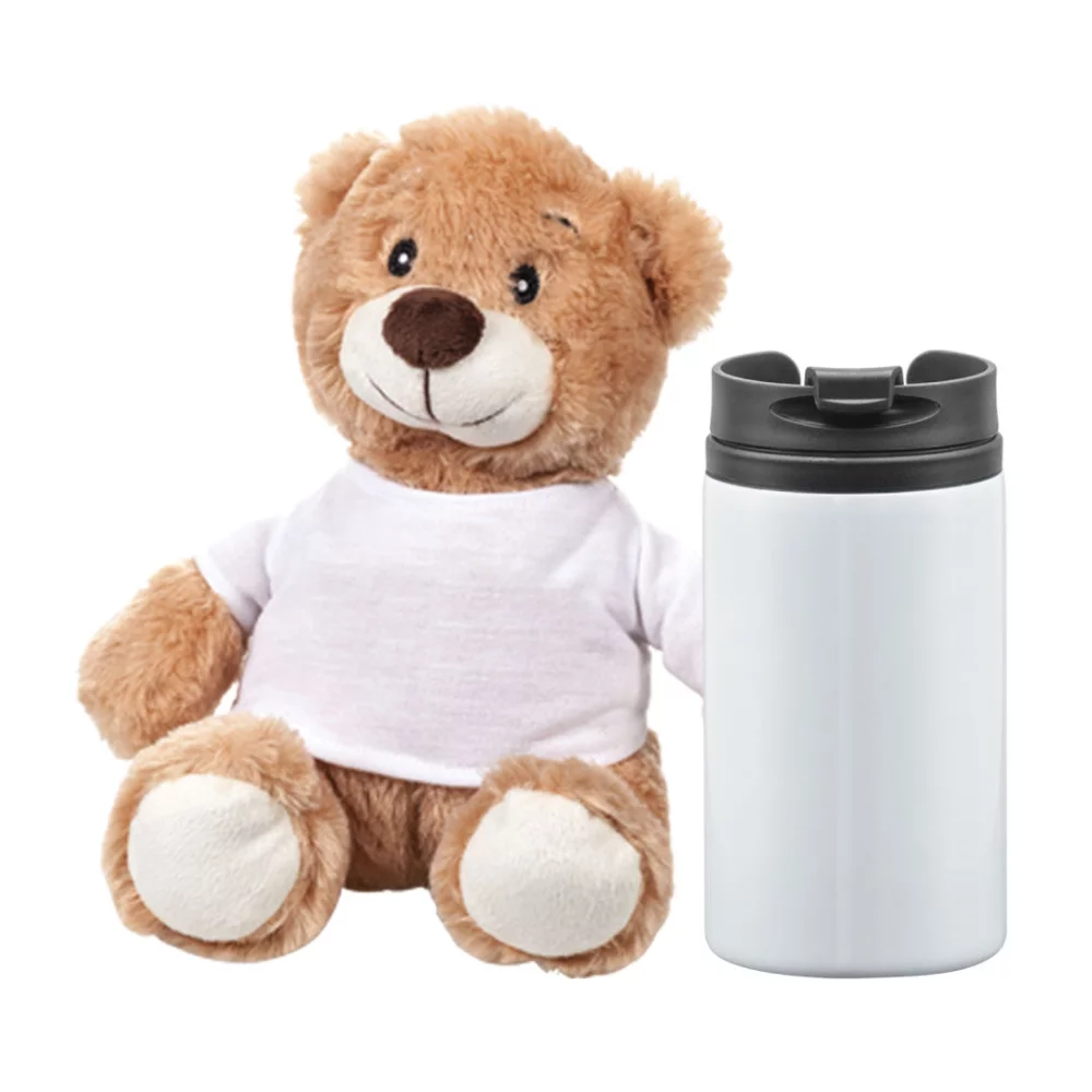 Chester Teddy Bear/Tumbler Gift Set - White