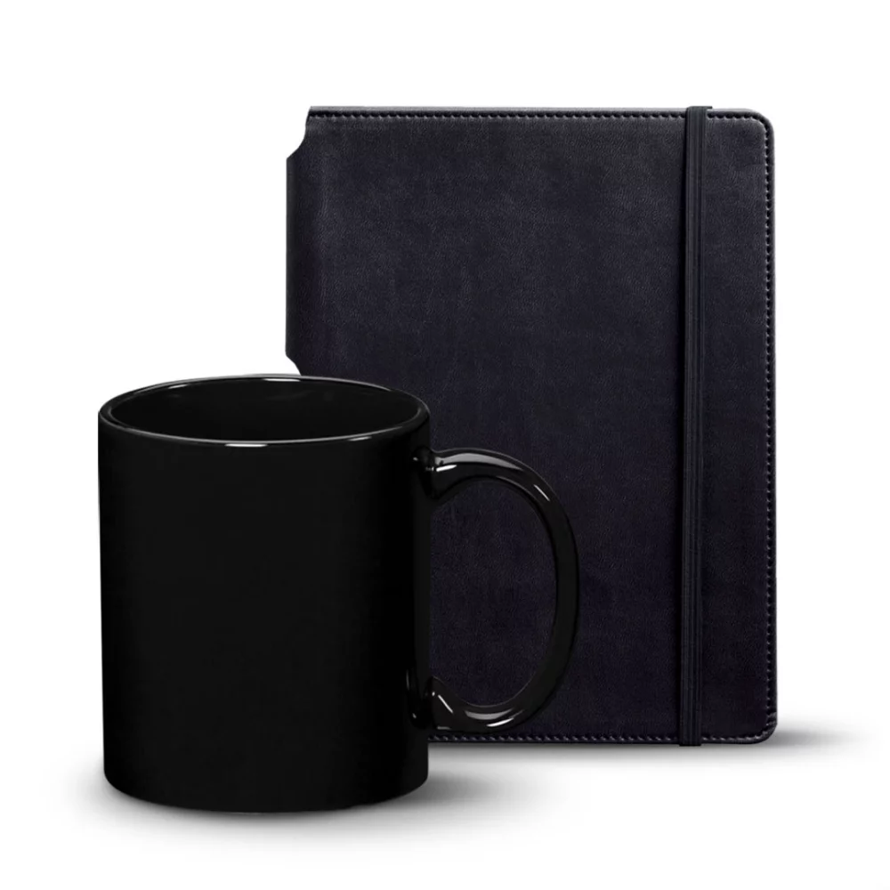 Eccolo® Tempo Journal/Malibu Mug Set - Black