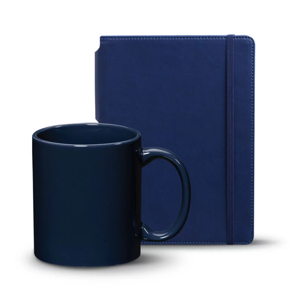 Ensemble journal Eccolo® Tempo/Mug Malibu - Bleu marine
