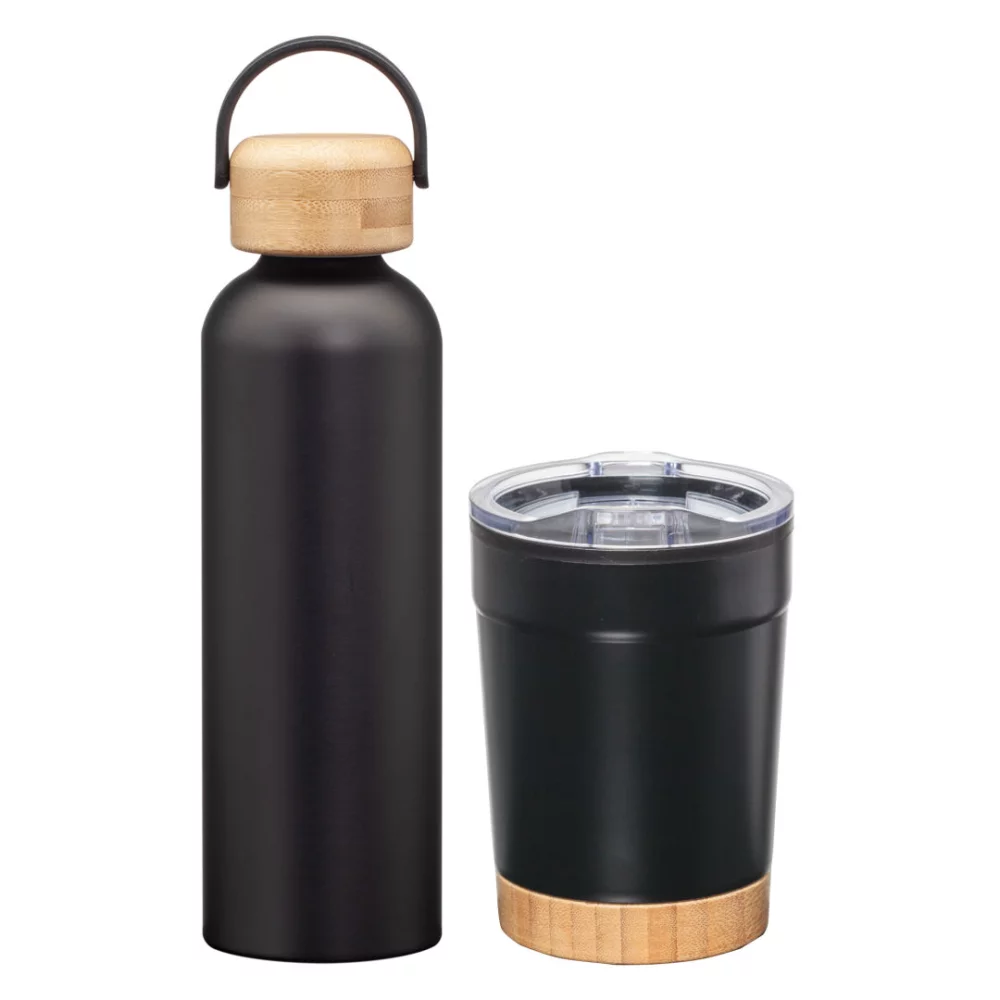 Ensemble cadeau Bouteille et Gobelet Bambus - Noir