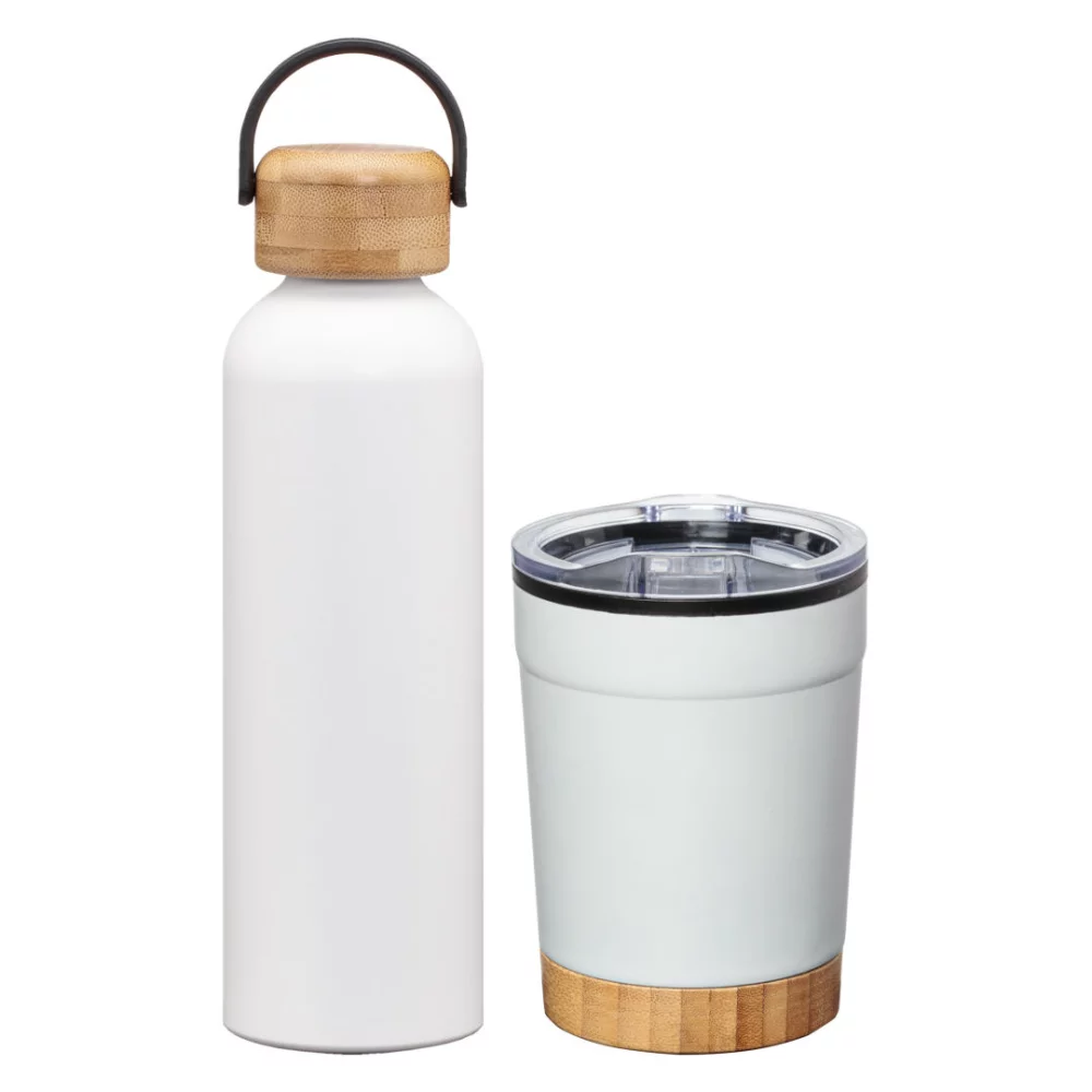 Ensemble cadeau Bouteille et Gobelet Bambus - Blanc