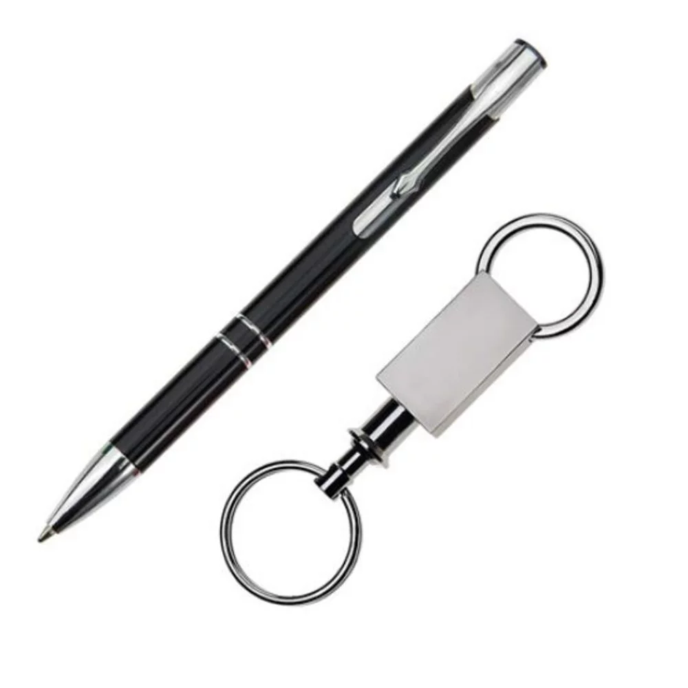 Ensemble cadeau stylo à clic/porte-clés - Noir