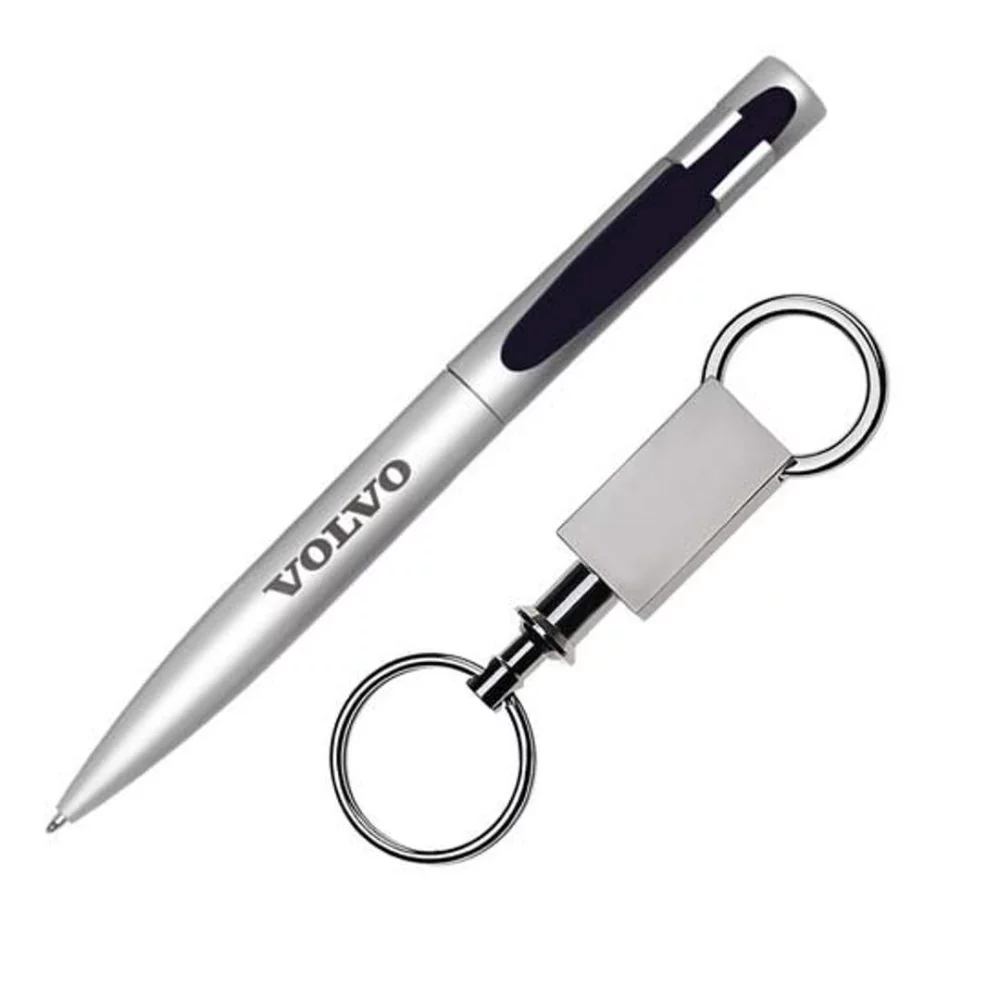 Ensemble cadeau Harmony stylo/porte-clés - argent/noir