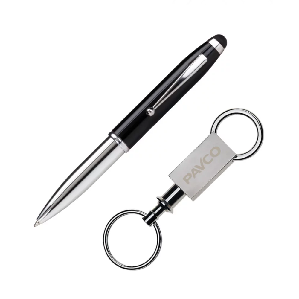 Ensemble cadeau Townsend stylet/stylo/porte-clés - Noir