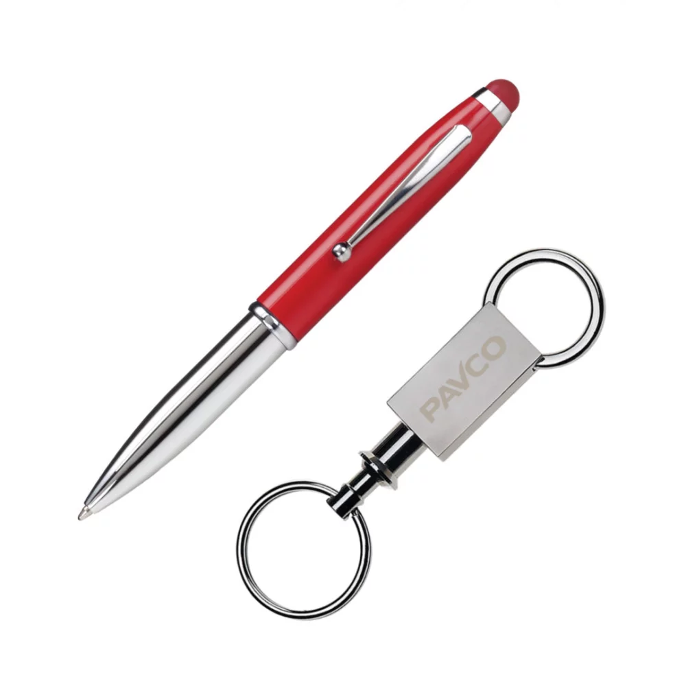 Ensemble cadeau stylo/stylet/porte-clés Townsend - Rouge