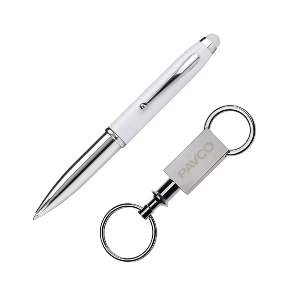 Townsend Stylus/Pen/Keyring Gift Set - White