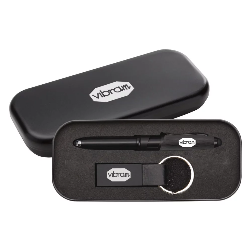 Ensemble cadeau Nano stylo/stylo stylet/porte-clés - Noir