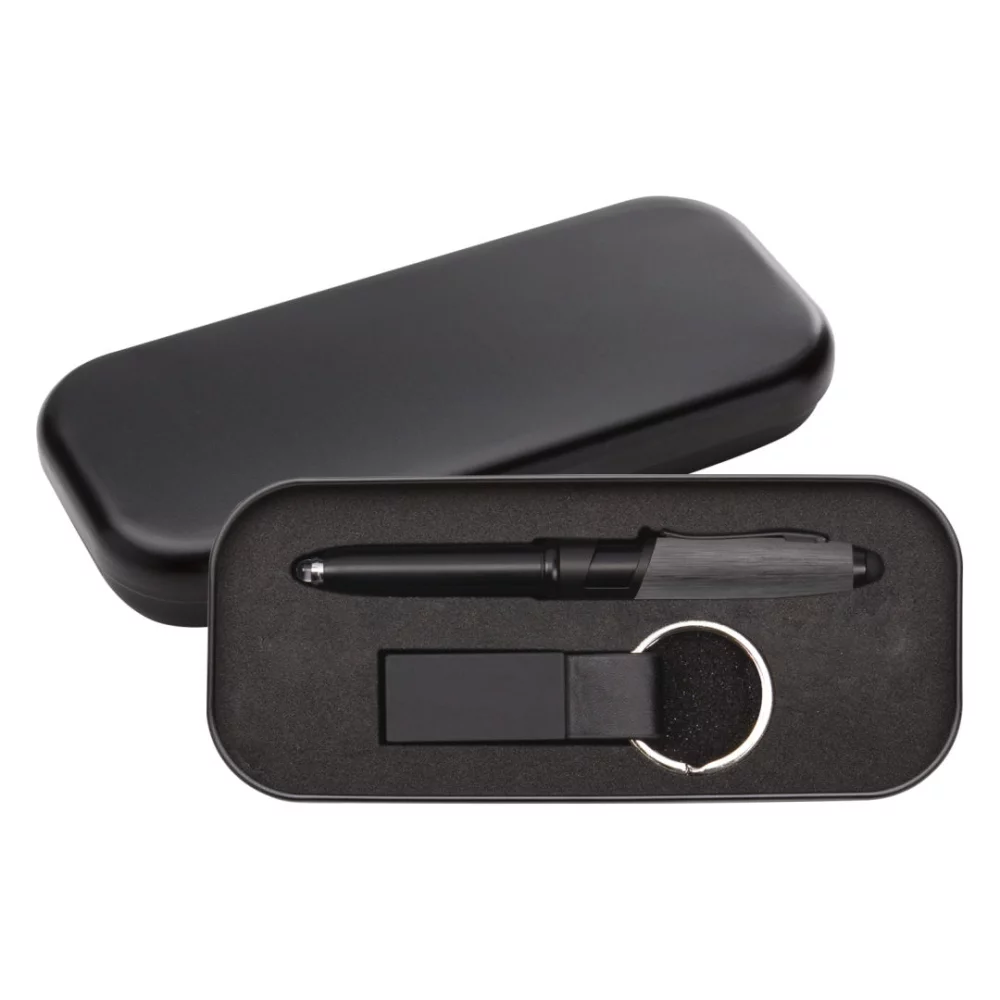 Nano Pen/Stylus/Keyring Gift Set - Gun Metal