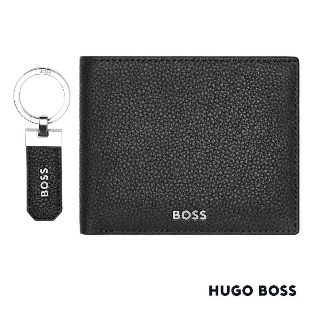 Hugo Boss® Classic Grained Key ring & Wallet Set - Black