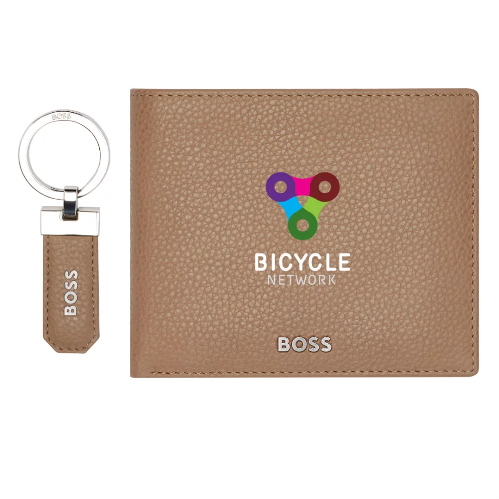 Hugo Boss® Classic Grained Key ring & Wallet Set - Camel