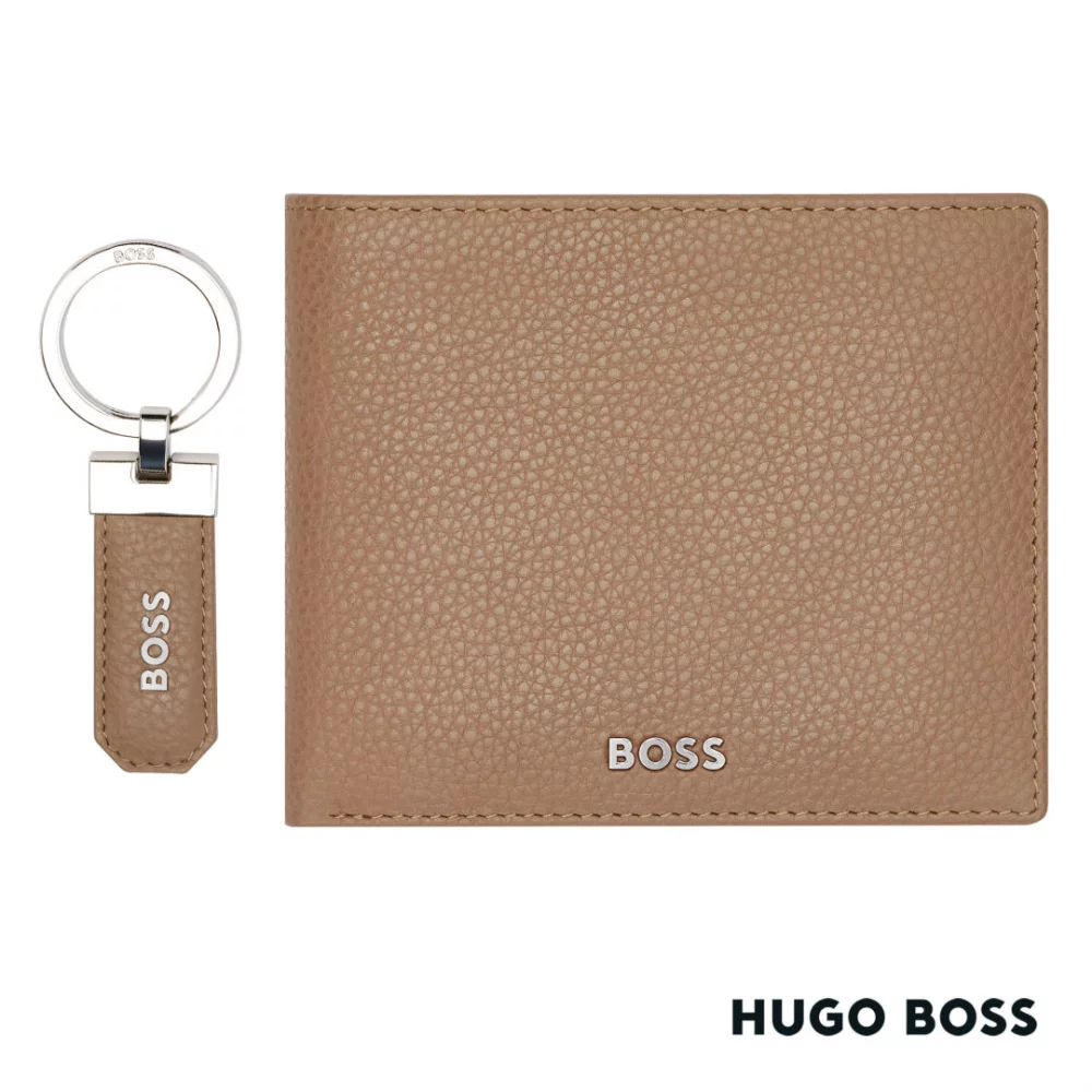 Hugo Boss® Classic Grained Key ring & Wallet Set - Camel
