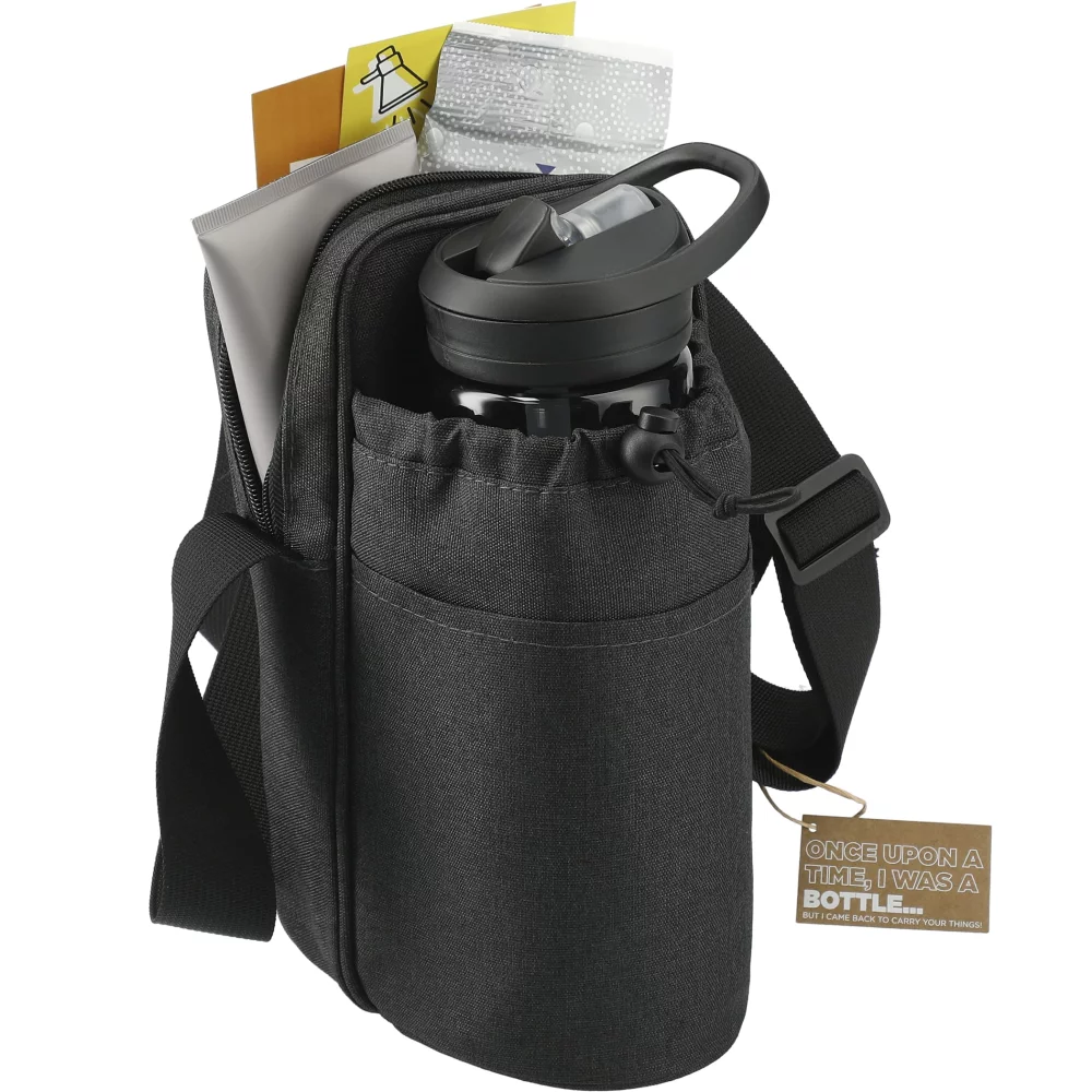 Traver RPET Sacoche de bouteille réglable avec pochette rafraîchissante