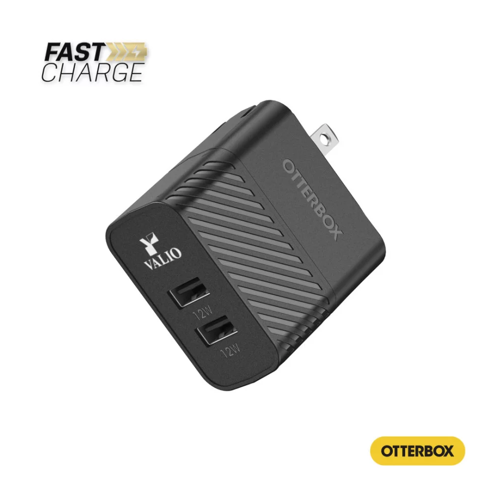 Chargeur mural à double port USB-A Otter Box® - Noir