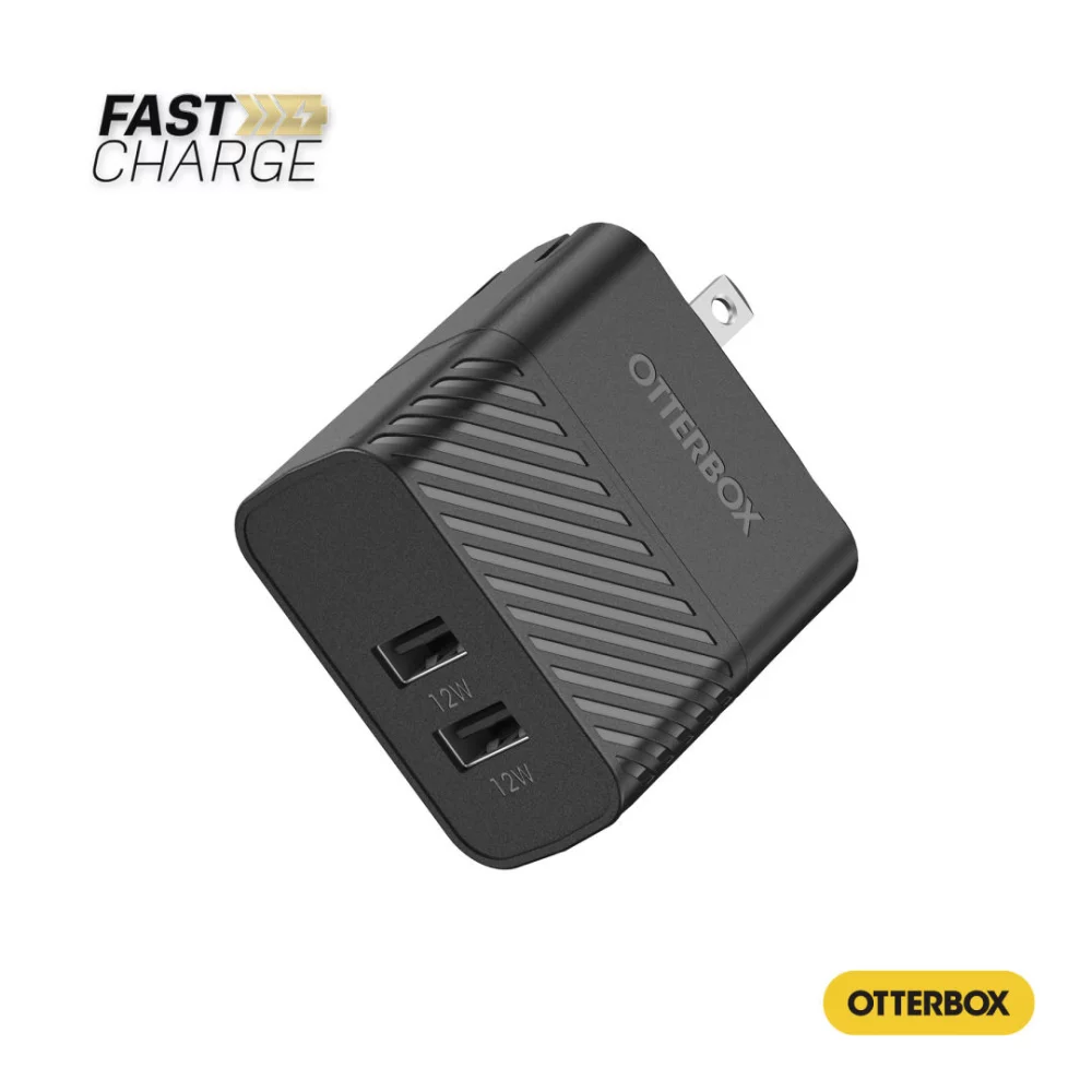 Chargeur mural à double port USB-A Otter Box® - Noir