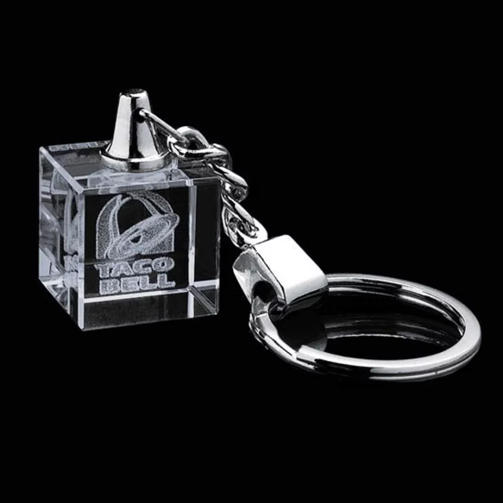 Porte-clés en cristal (3D) - Cube optique de ¾"