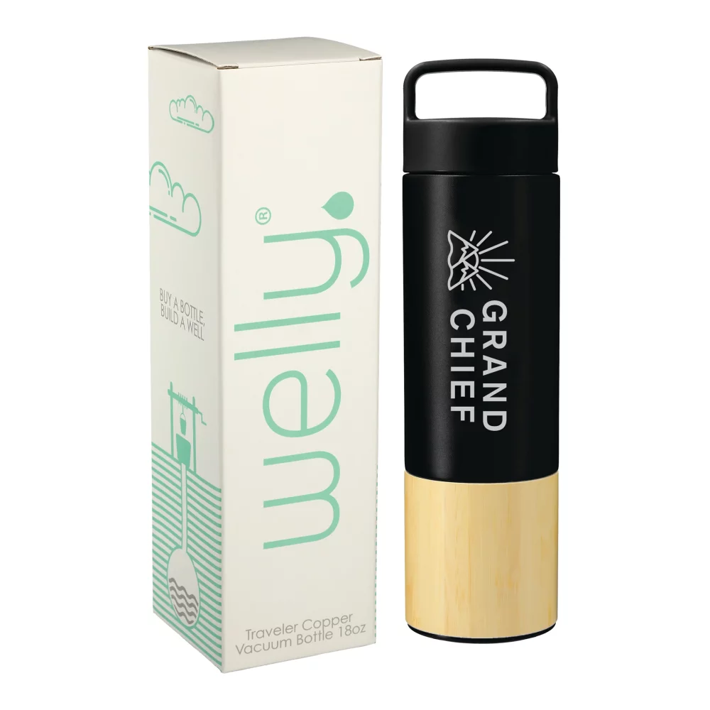 Bouteille de voyage Welly® 18 oz en cuivre avec isolation sous vide et boîte cadeau