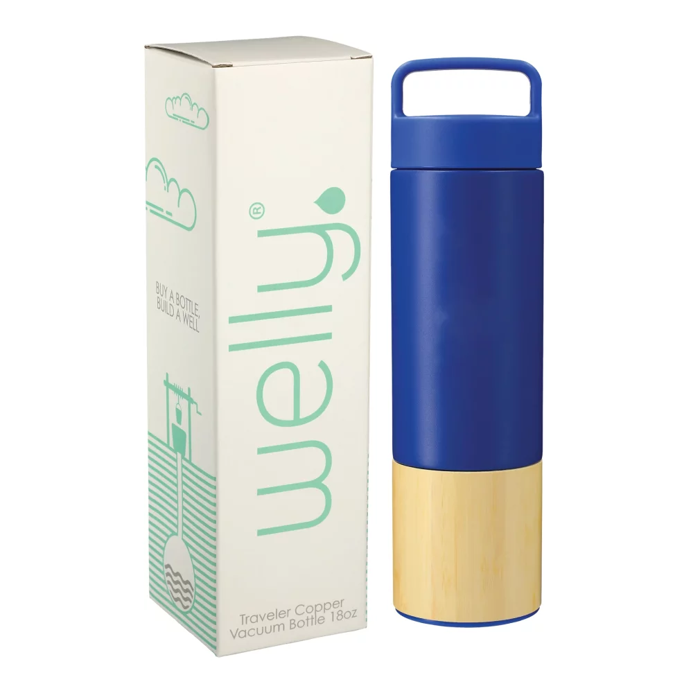 Bouteille de voyage Welly® 18 oz en cuivre avec isolation sous vide et boîte cadeau