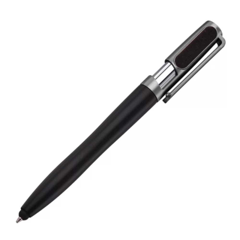 Stylo Delano/Stylet/Surligneur/Nettoyeur d'écran - Gris métallisé