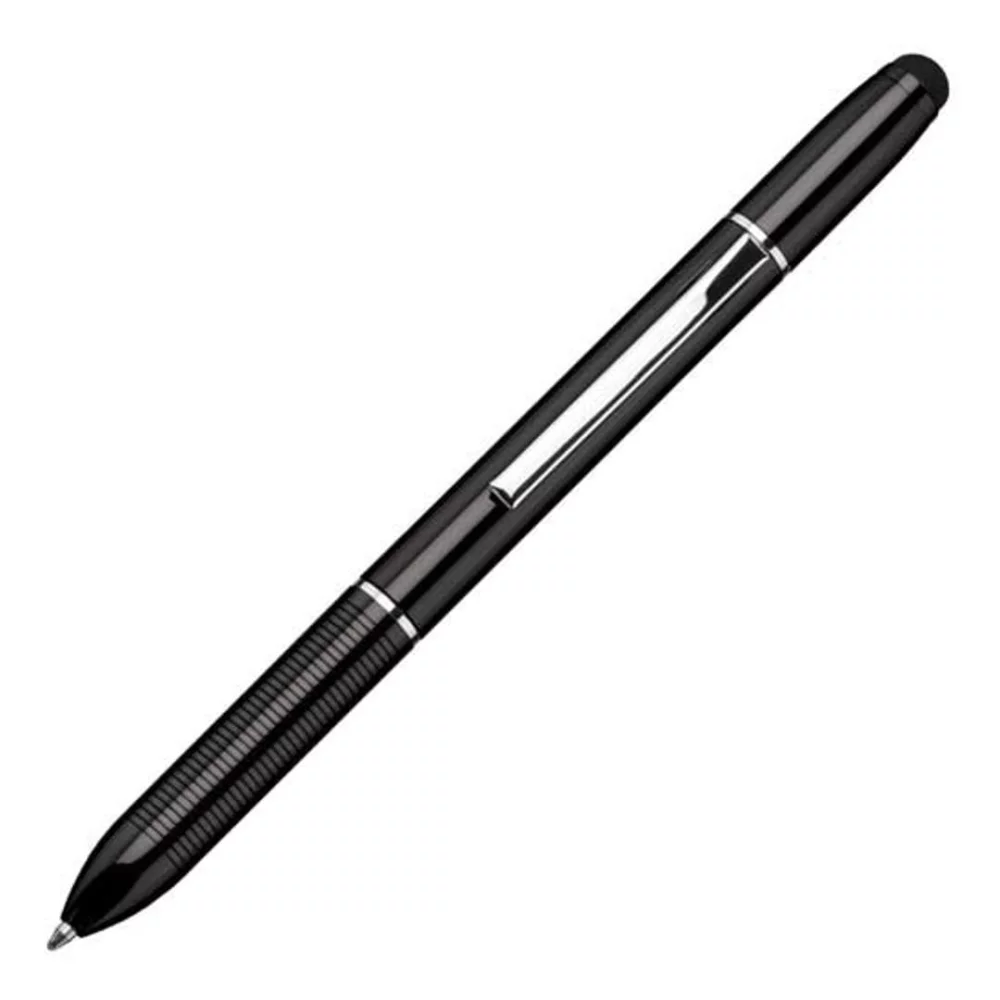Stylo à bille/stylet à action tournante en métal - Noir