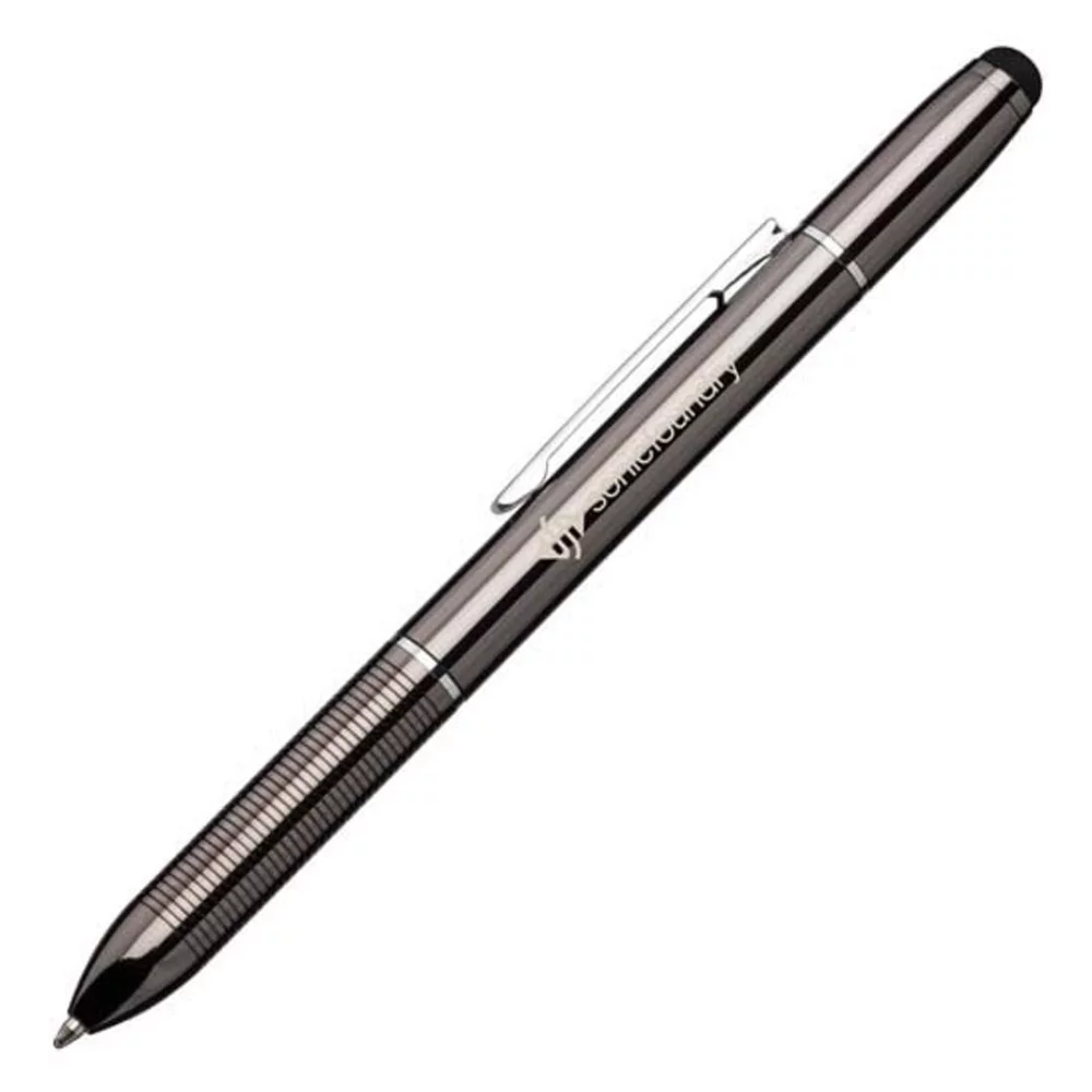 Stylo à bille/stylet à mécanisme de rotation en métal - métal gris anthracite