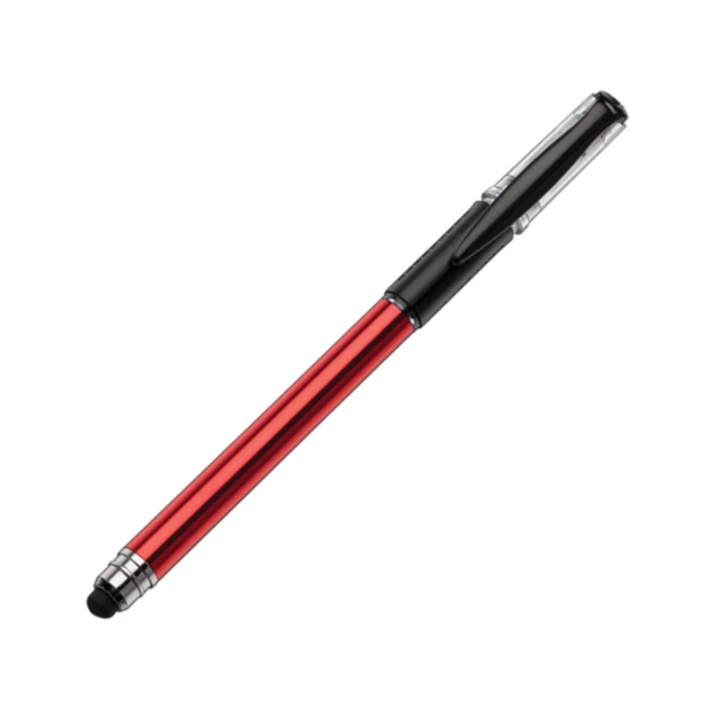 Stylo à bille/gel métallique avec stylet - Rouge