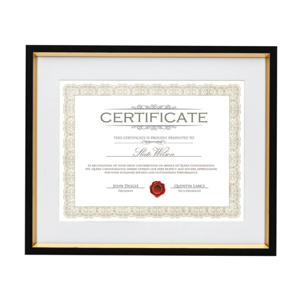 Cadre de certificat Angus - Noir/Or 8½"x11"