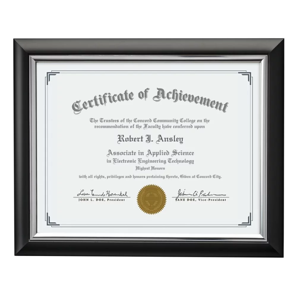 Cadre de certificat Trent - Noir/Argent 8½"x11"