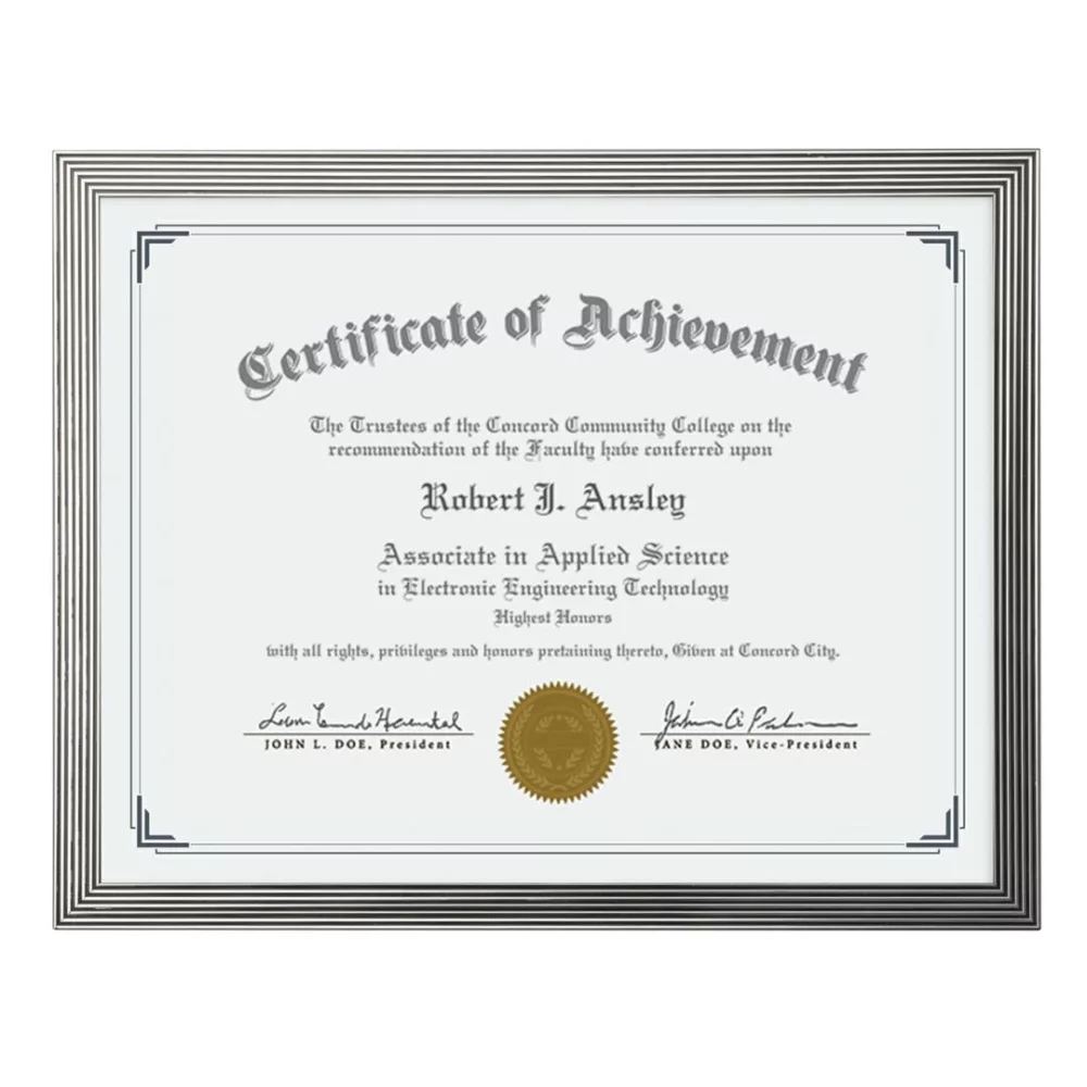 Cadre de certificat Averham - Argent côtelé 8½"x11"