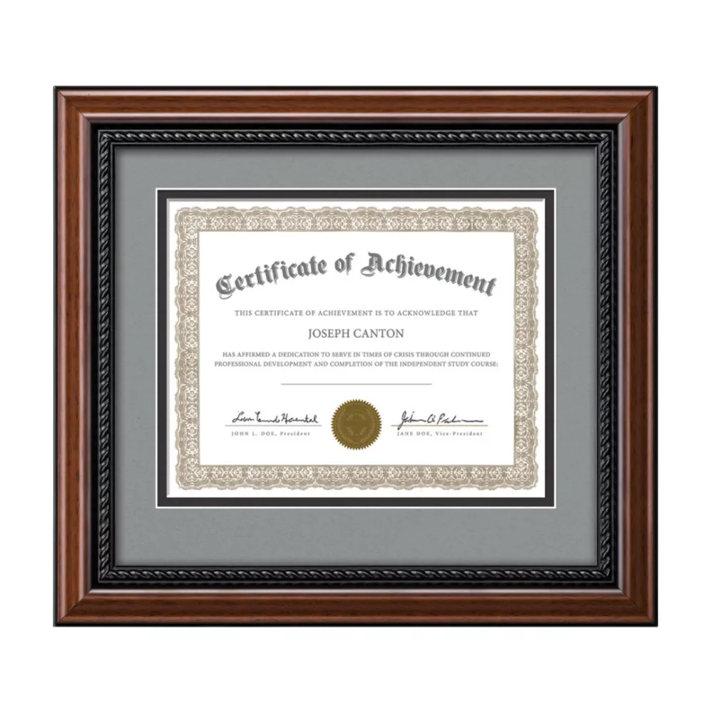 Weyden Certificate Frame - Walnut/Teal Grey 8½"x11"